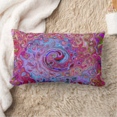 レトログルーヴィ抽象芸術ラベンダーおよびマゼンタスワール ランバークッション (ブランケット)