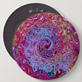 レトログルーヴィ抽象芸術ラベンダーおよびマゼンタスワール 缶バッジ (正面&裏面)