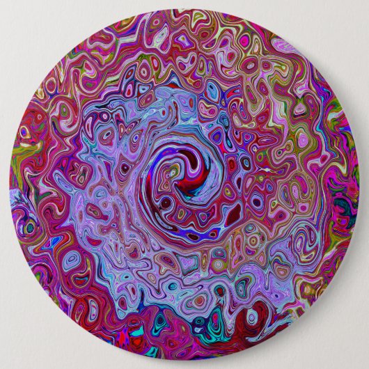 レトログルーヴィ抽象芸術ラベンダーおよびマゼンタスワール 缶バッジ (正面)