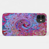 レトログルーヴィ抽象芸術ラベンダーおよびマゼンタスワール Case-Mate iPhoneケース (裏面(横))