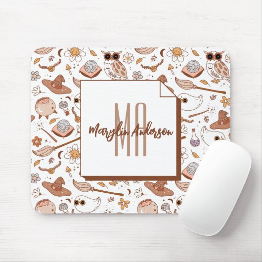 レトログルーヴィ秋モノグラムハロウィーン マウスパッド (マウス)