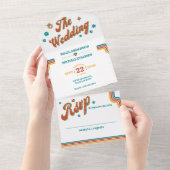 レトログルーヴィ結婚カラフル オールインワン招待状 (貼ってはがせる)