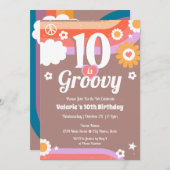 レトログルーヴィ10誕生日 招待状 (正面/裏面)