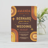 レトログルーヴィ70ズレインボーアーチタイポグラフィ結婚ズ 招待状 (スタンド正面)