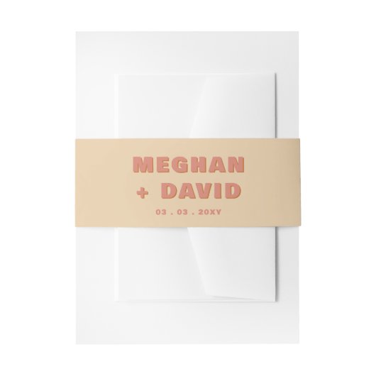 レトログルーヴィ70sボホテラコッタ結婚ズ 招待状ベリーバンド (正面例)