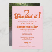 レトログルーヴ可愛い写真卒業 招待状 (正面/裏面)