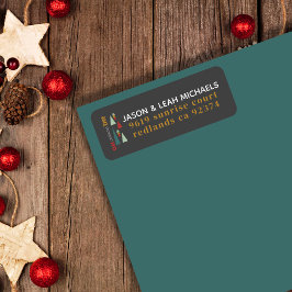 レトログレイカラフルオクリスマスツリーアドレス ラベル