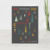 レトログレイカラフルオクリスマスツリーホリデーカード カード (正面)