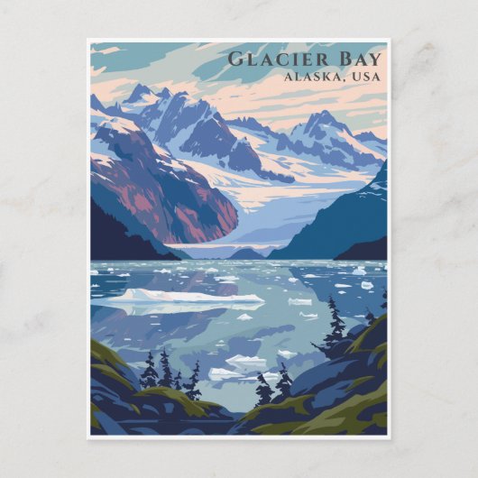 レトログレイシャーベイアラスカUSA国立公園旅行 ポストカード (正面)