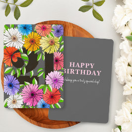 レトログレイフローラハッピーバースデーカード