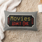 レトログレイホームシアタームービーチケットシネマピロー ランバークッション (ブランケット)