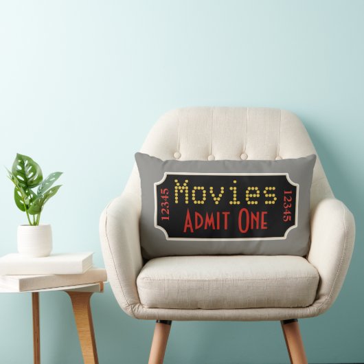 レトログレイホームシアタームービーチケットシネマピロー ランバークッション (椅子)