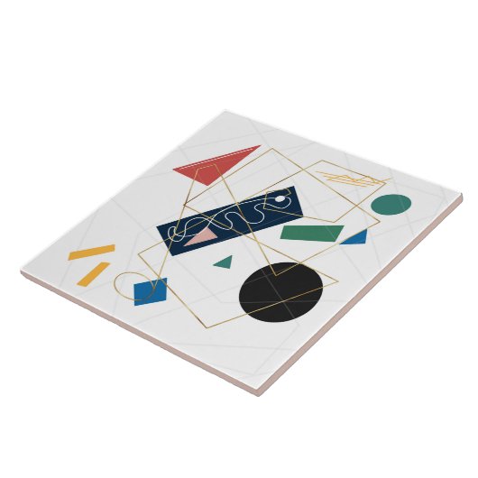 レトログレイ大デイジーフラワーズホワイトデザイン タイル (側面)