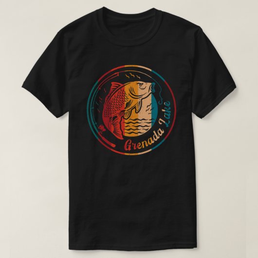 レトログレナダレイク魚釣り Tシャツ (デザイン正面)