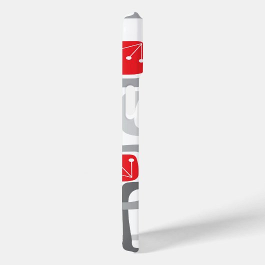 レトログレーと赤さくらんぼの正方形かわいいパタモダンーン Case-Mate iPhoneケース (裏面 / 右)