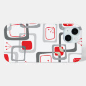 レトログレーと赤さくらんぼの正方形かわいいパタモダンーン Case-Mate iPhoneケース (裏面 (横))