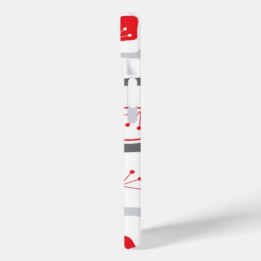 レトログレーと赤さくらんぼの正方形かわいいパタモダンーン Case-Mate iPhoneケース (裏面 / 左)