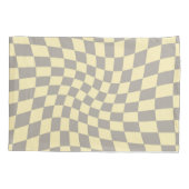 レトログレーイエローY2Kワープ市松模様にドームルーム 枕カバー (裏面)