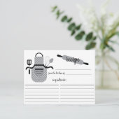 レトログレーエプロンキッチンツールレシピカード ポストカード (スタンド正面)