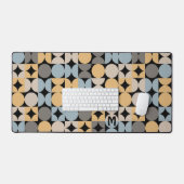 レトログレーブルーベージュブラウンブラックポップ・アートのアートパターン デスクマット (キーボード&マウス)
