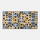 レトログレーブルーベージュブラウンブラックポップ・アートのアートパターン デスクマット (正面)