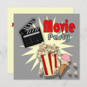 レトログレーボーイズ映画誕生日パーティーの招待 招待状 (正面/裏面)