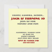 レトログレーボーイズ映画誕生日パーティーの招待 招待状 (裏面)