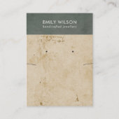 レトログレー紙テクスチャネックレスイヤリングディスプレイ 名刺 (正面)