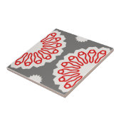 レトログレー赤と白の民族幾何学模様 タイル (側面)