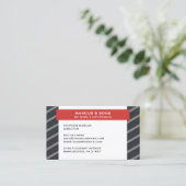 レトログレー赤バナー名刺 名刺 (スタンド正面)