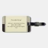 レトログレー・アンド・ブラック・ストライプ・モノグラム ラゲッジタグ (裏面横)