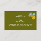 レトログレー、オリーブグリーンペイズリーモチーフフローラ 名刺 (裏面)