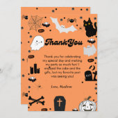 レトログロヴィハロウィーンの誕生日サンキューカード 案内状 (正面/裏面)