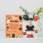 レトログロヴィハロウィーンの誕生日サンキューカード 案内状 (スタンド正面)