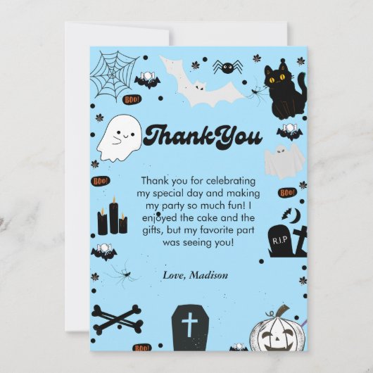 レトログロヴィハロウィーンの誕生日サンキューカード 案内状 (正面)