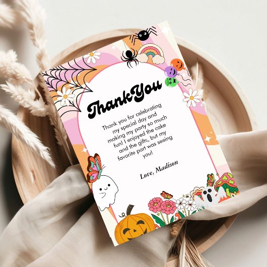 レトログロヴィハロウィーンの誕生日サンキューカード 案内状