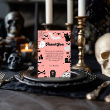 レトログロヴィハロウィーンの誕生日サンキューカード