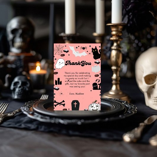 レトログロヴィハロウィーンの誕生日サンキューカード 案内状