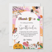 レトログロヴィハロウィーンの誕生日サンキューカード 案内状 (正面)