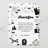 レトログロヴィハロウィーンの誕生日サンキューカード 案内状 (正面/裏面)