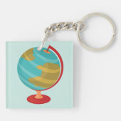 レトログローブイラストレーションヴィンテージ地球マップ キーホルダー (裏面)