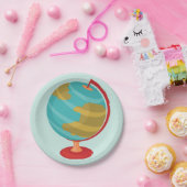 レトログローブイラストレーションヴィンテージ地球マップ ペーパープレート (パーティー)