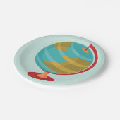 レトログローブイラストレーションヴィンテージ地球マップ ペーパープレート (アングル)