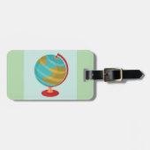レトログローブイラストレーションヴィンテージ地球マップ ラゲッジタグ (正面横)