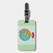 レトログローブイラストレーションヴィンテージ地球マップ ラゲッジタグ (正面縦)