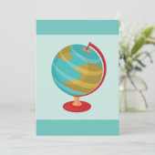 レトログローブイラストレーションヴィンテージ地球マップ 招待状 (スタンド正面)