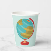 レトログローブイラストレーションヴィンテージ地球マップ 紙コップ (正面)