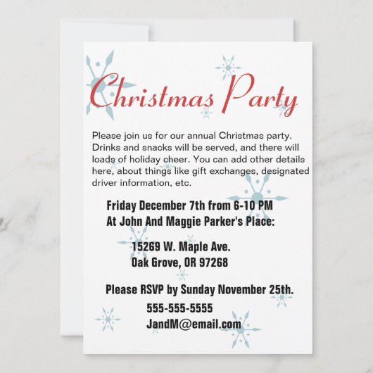 レトログージーサインクリスマスパーティの招待状 招待状 (裏面)