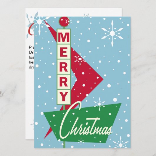 レトログージーサインクリスマスパーティの招待状 招待状 (正面/裏面)