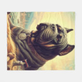 レトロケインコ絵を描ルソ フリースブランケット (正面(横))